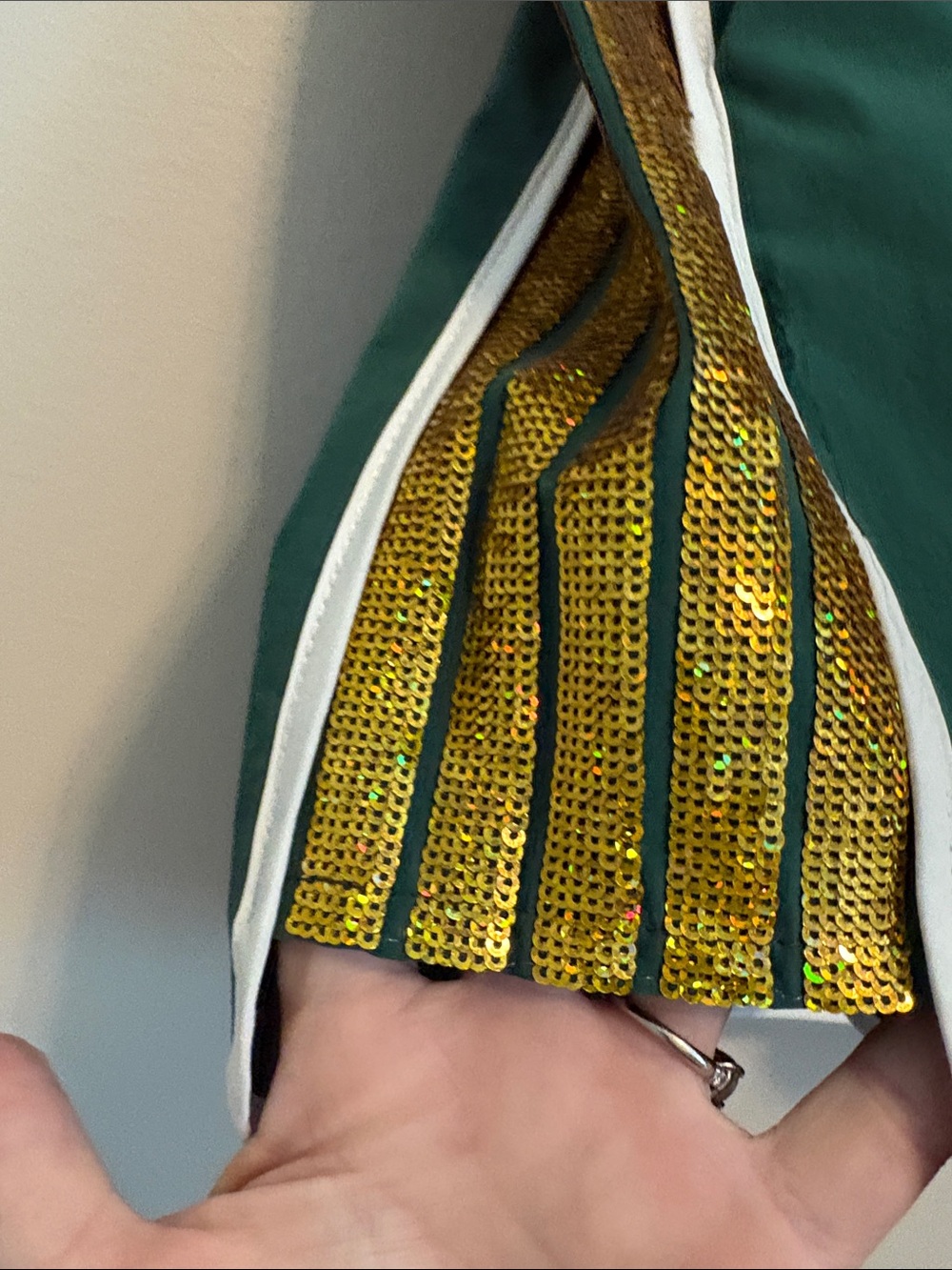 QUEEN OF SPARKLES Green Athletic Shorts with White Trim and Gold Side Stripe - Picture 3 of 8
